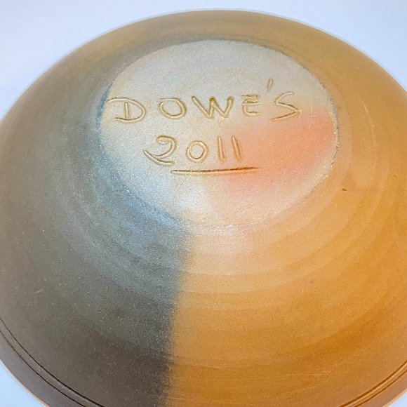 Divided Pottery Dish Bowl Blue Signed Dowe's 2011 - Picture 6 of 6